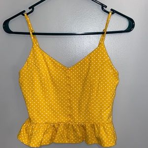 Yellow Polka Dot Peplum crop Top